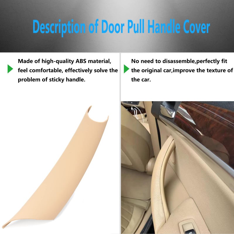 GEATaaT Door Pull Handle Cover Compatible with BMW X5 Series E70/E70 LCI 2008-2013,BMW X6 Series E71/E72 2008-2014 (3PCS) (Beige) - Image 4